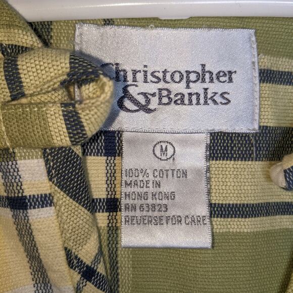 Vintage 80's 90's Christopher & Banks Patch Madras Plaid Cotton Jacket M - Picture 3 of 9